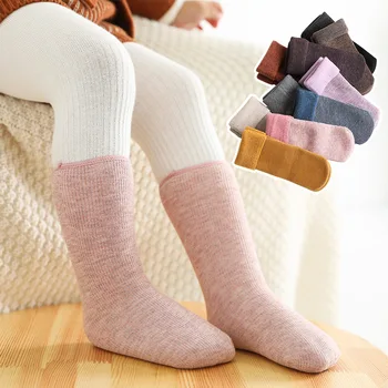 

2020 autumn winter children thickening plus velvet cotton vertical strip baby snow casual striped floor socks warm 1-6Y