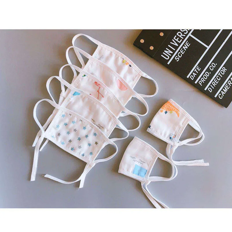 

1pcs Baby Protective Mask Adjustable Individual Package Cotton 8-layer Gauze Cute Breathable Dust-proof Children Kids Face Mask