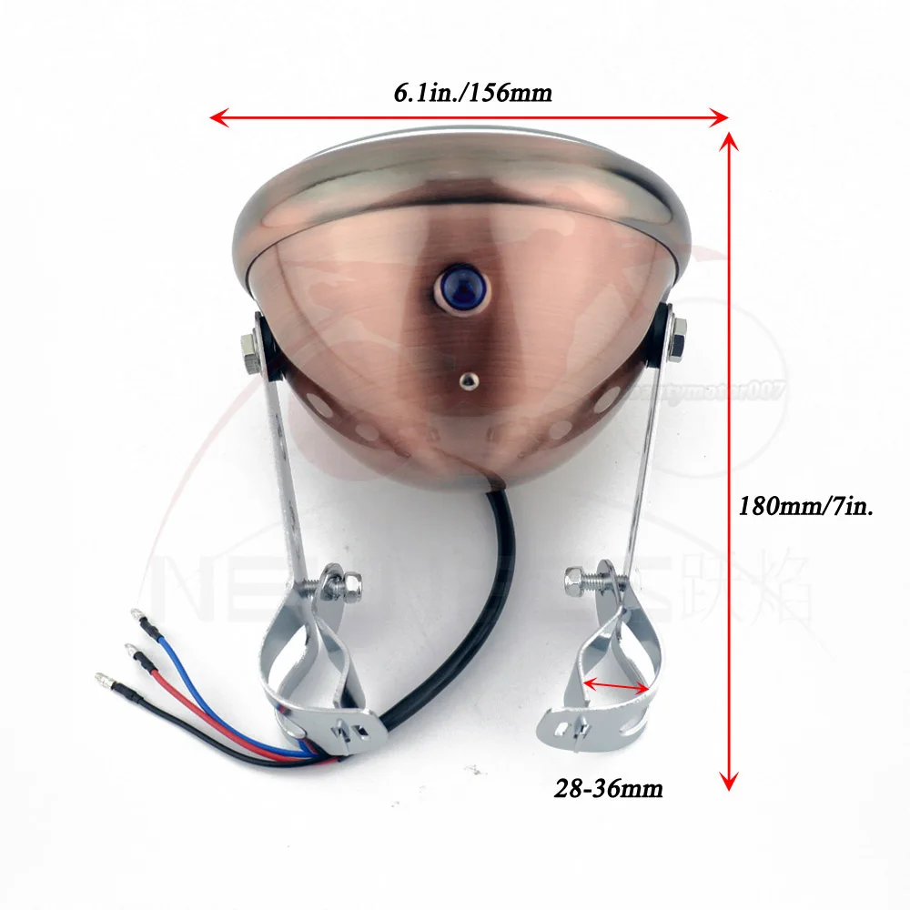 5,7" Золотой старый ретро Боковое крепление 26 мм-38 мм кронштейн налобный фонарь передний светильник лампа для универсального мотоцикла Harley Кафе Racer Bobber