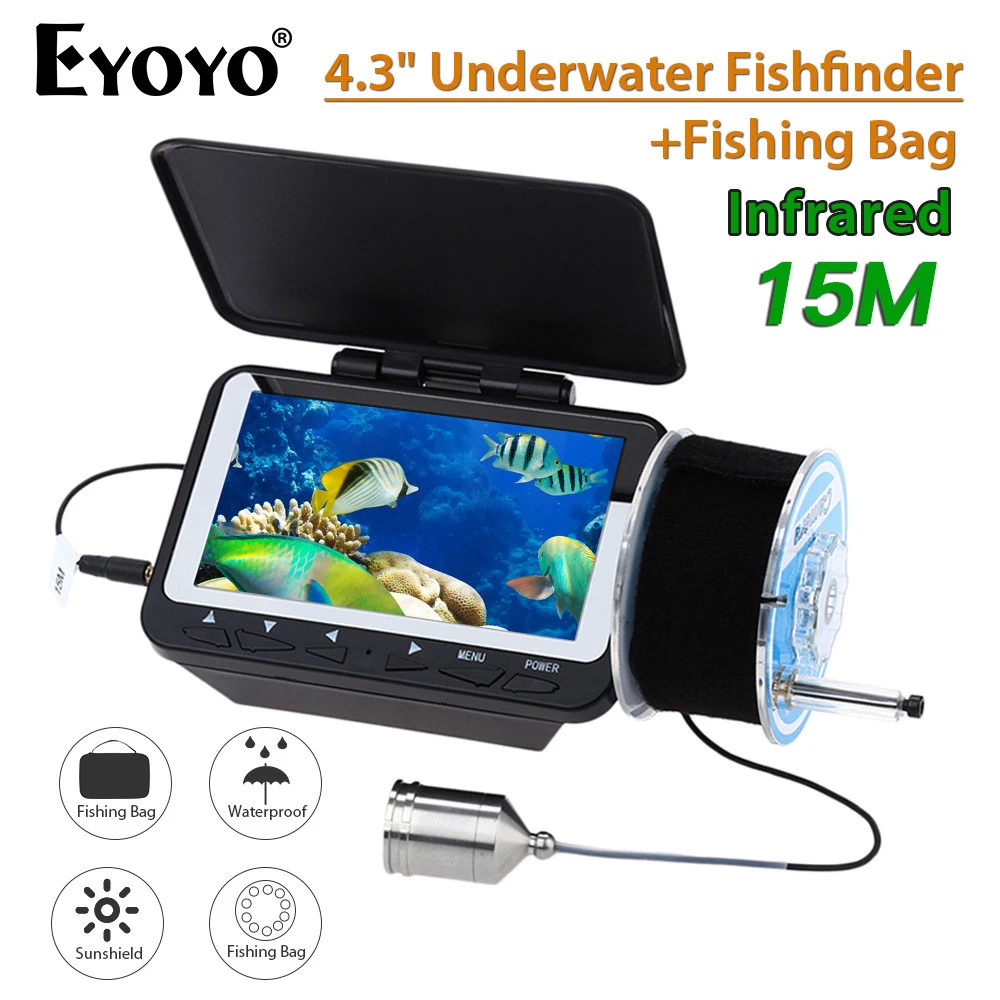 Eyoyo F06 15M 1000TVL Fish Finder Underwater Ice Fishing Camera 4.3