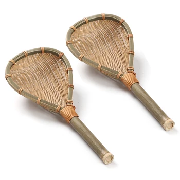 

2 Handmade Bamboo Woven Rice Spoon Kitchen Tools Long Handle Colander Drain Spoon for Food Household Kitchen Supplies