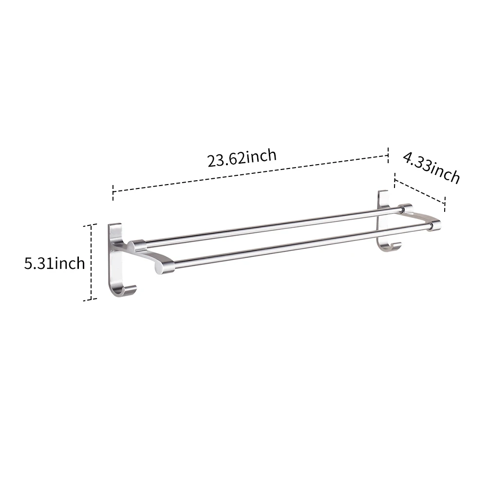2-бары вешалка держатель для полотенец Держатель вешалка для полотенец держатель Полка-органайзер для хранения пространство Алюминий кухонная стойка Полотенца бар с одной главной балкой с крючком - Цвет: 60cm
