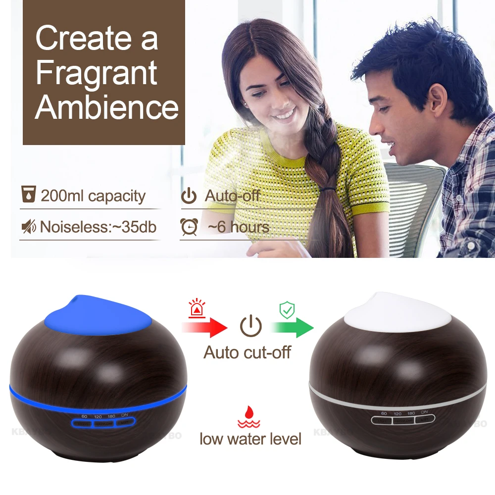 200ml Hot Sale LED Light Ultrasonic Air Humidifier Mist Aroma Diffuser Essential Oil Aromatherapy Household Adjustable Haze