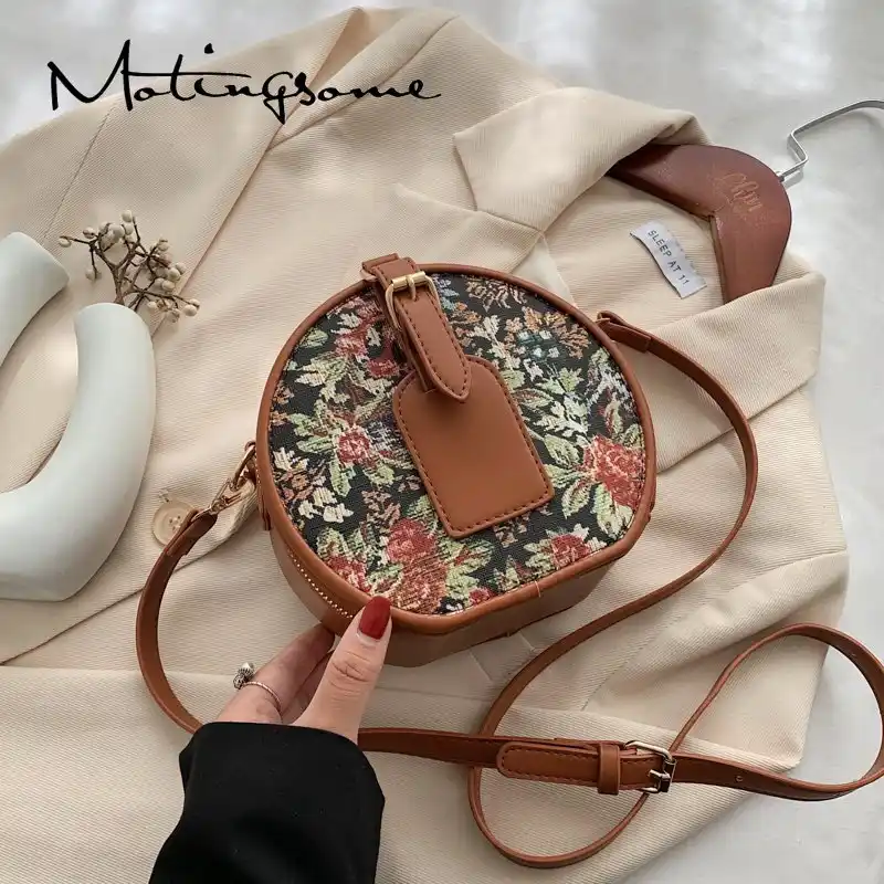 花柄の女性クロスボディbaファッション円形ショルダーバッグ高級有名なブランドバッグデザイナーショルダーバッグトレンド新 Aliexpress
