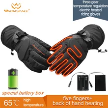 Умные перчатки с электрическим подогревом, использовать батарейный блок АА 5 пальцев и руки обратно Самонагревающиеся, сенсорный экран Спорт на открытом воздухе водонепроницаемые лыжные перчатки