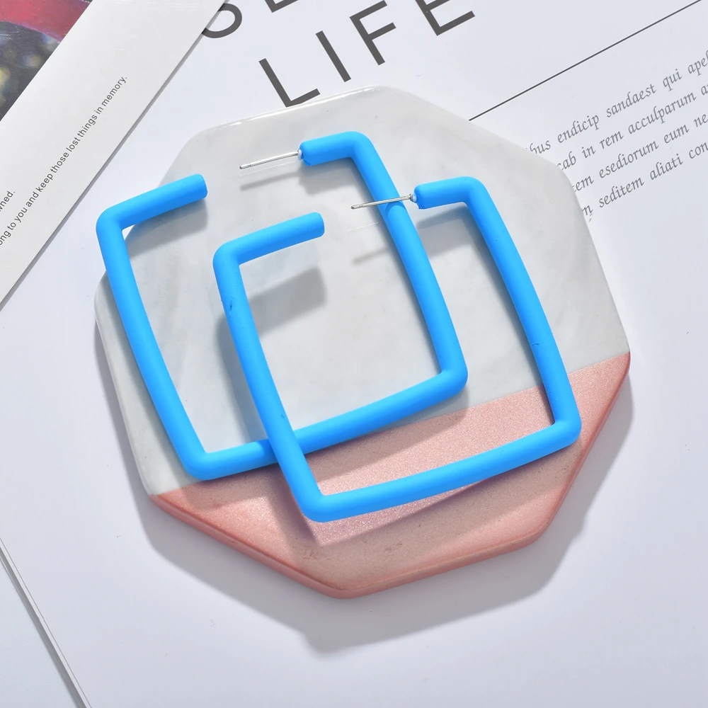 

New Minimalist Hook/Square/Triangle Shape Big Earrings For Women Resin Acrylic Statement Hoop Earrings Geometry Fashion Jewelry
