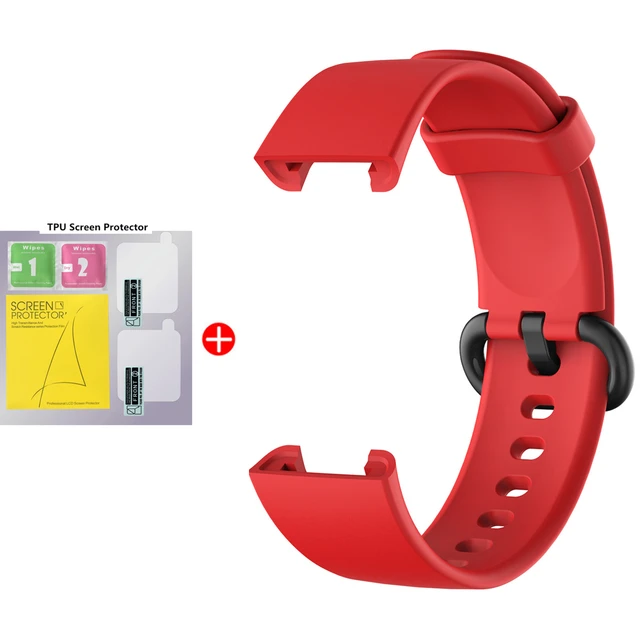 Replacement Strap For XiaoMi Mi Watch Lite Strap Silicone Watchband For XiaoMi Mi Watch Lite Smart Watch Strap Bracelet Red With Film