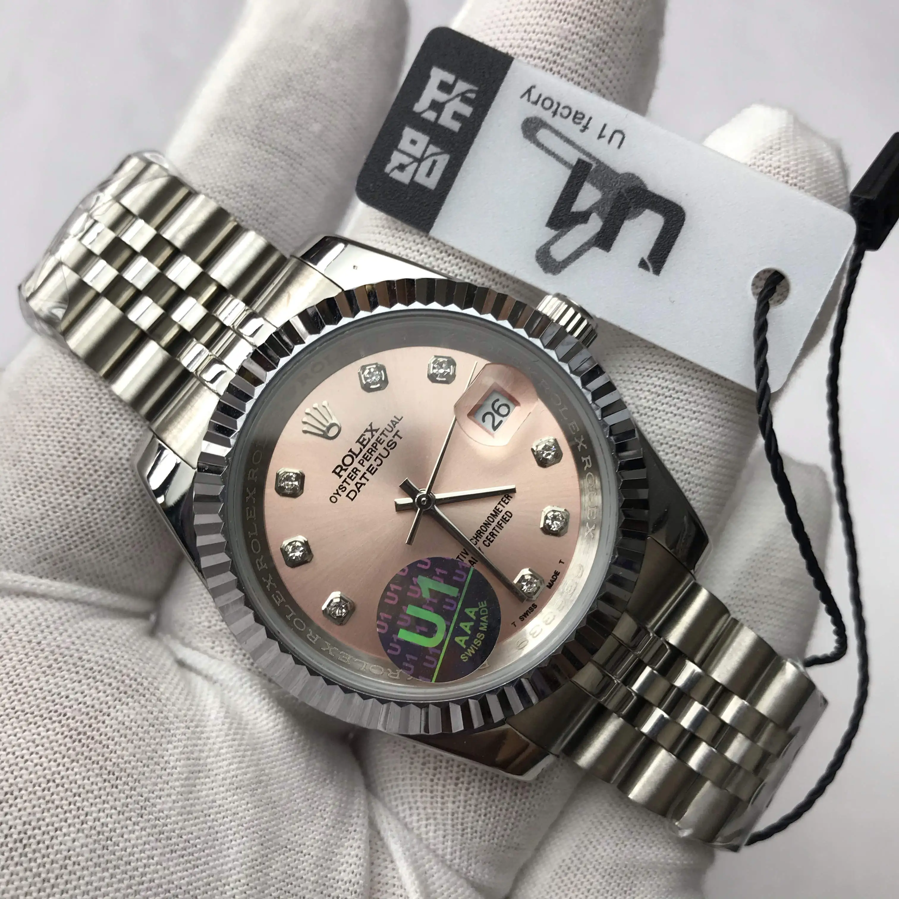 

pink color men & women watch automatic Glide Smooth second hand ladies watches luminous mechanical datejust AAA U1