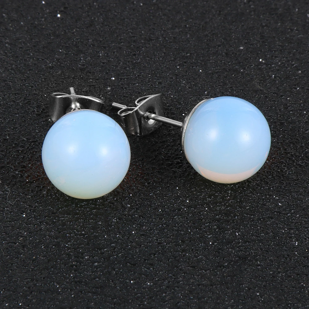 Женские серьги гвоздики в богемном стиле с натуральным камнем кристаллами и