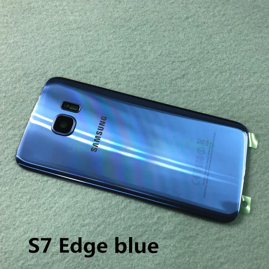 S7 Edge blue Чехол для SAMSUNG Galaxy S7 Edge G935 SM-G935F S7 G930 SM-G930F со стеклянной задней батареей чехол для ремонта задней двери - Цвет: S7 Edge blue