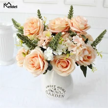 Meldel цветок невесты Букет искусственного шелка Роза Гортензия DIY свадебный цветок украшения дома вечерние аксессуары свадебные принадлежности