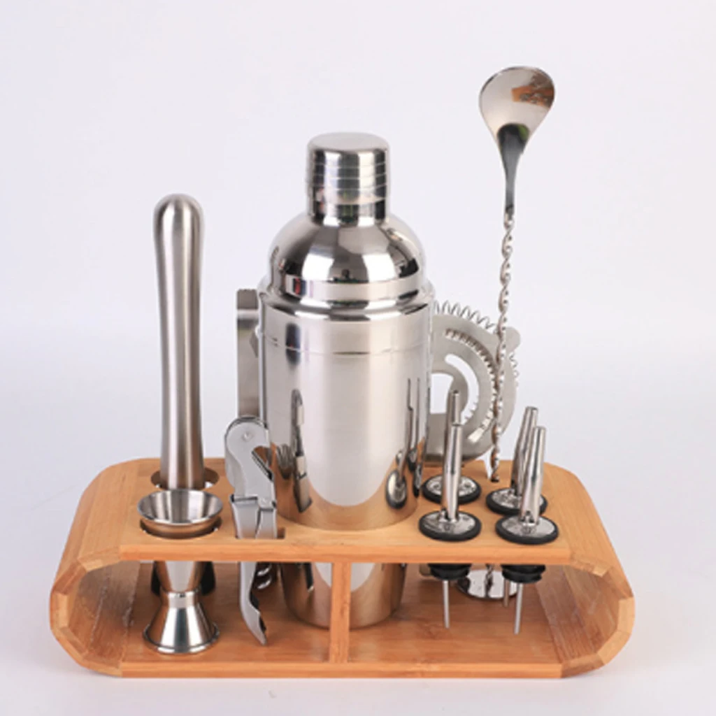Bartender set Stylish Wooden Stand Frame Base for Cocktail Shaker Set Bartending Kit Holder Home Bar Party | Дом и сад