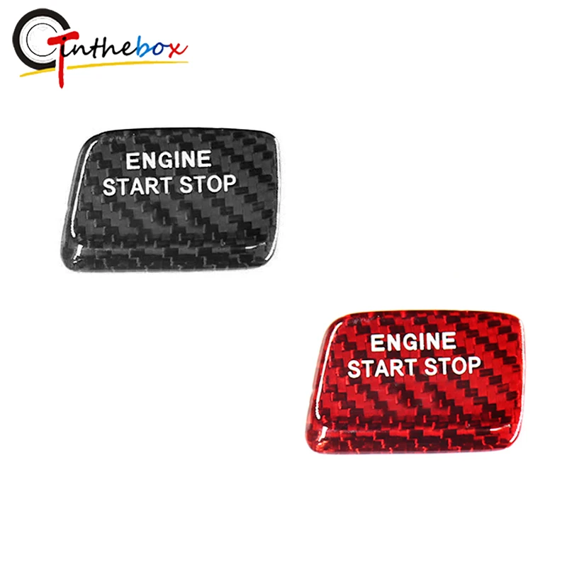 

1PC Carbon Fiber Keyless Engine Start Stop Push Button Cover Trim Sticker For Chevrolet Chevy Camaro Corvette C7 Black / Red