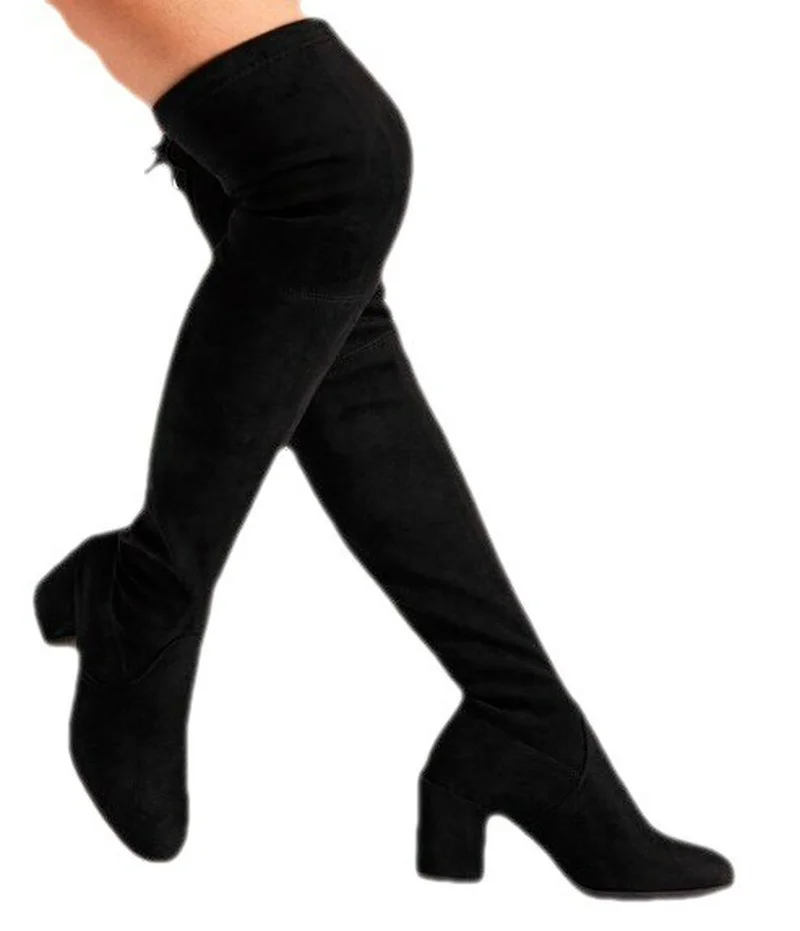 botas camperas mujer botas de mujer plataforma calzado mujer Comemore Botas  de tacón medio por encima de la rodilla para mujer, botines elásticos de  talla grande 43, calcetín Alto hasta el muslo,