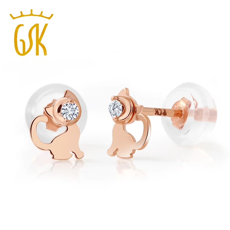 GemStoneKing 0,03 карат круглые лабораторные алмазные 6*6 мм 14 к серьги-гвоздики из розового золота для женщин, хорошее ювелирное изделие, свадебные подарки