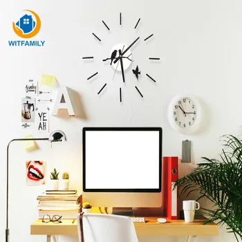 

Modern Single Face Kids Wall Clock Sticker Home Decoration Accessories Little Bird 3D Watch Beautiful Garden Wall Clocks