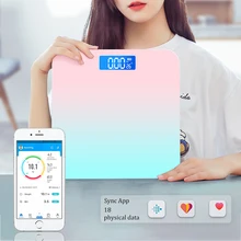 Escala de peso inteligente eletrônico bluetooth digital escalas corpo banheiro piso escalas de gordura do corpo led dispaly sync app 18 dados físicos