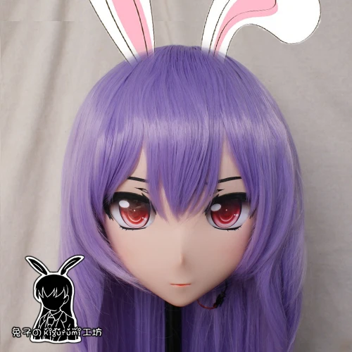 Кролик 48) Полная Голова кроссдресс Девушка BJD кукольная маска TouHou проект COS мультфильм аниме реалистичные силиконовые Reisen Udongein Inaba Косплей Маска кигуруми Трансвестит с фиолетовый парик