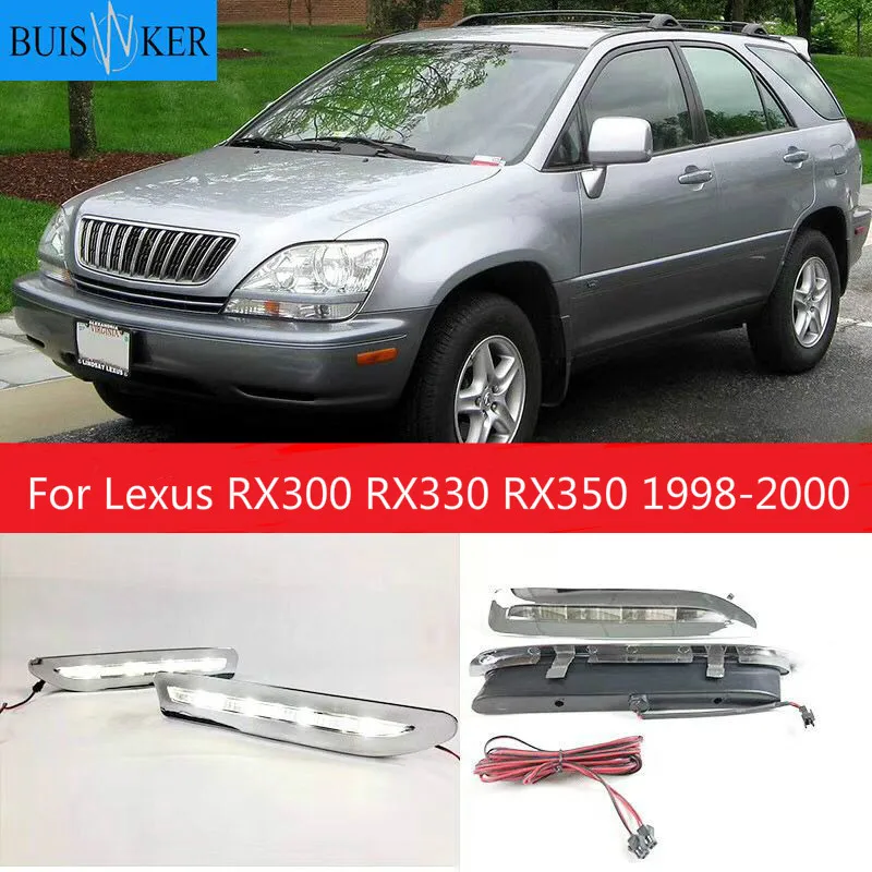 

2 шт. для Lexus RX300 RX330 RX350 1998 1999 2000 хромированная полоса Водонепроницаемый ABS дневные ходовые огни Светодиодные лампы 12V Светодиодный дневной светильник Дневной светильник