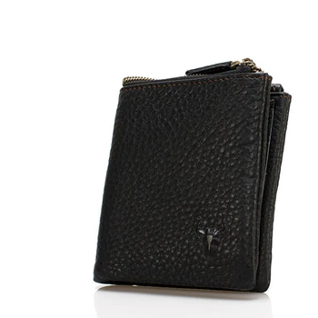 

New Style Men's Leather Wallet Full-grain Leather Zipper Card Slots Retro Short Wallet Documents Bit