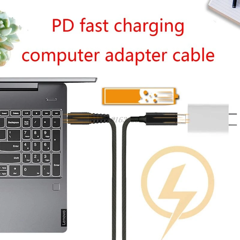 USB C Type для тонкого кабеля питания шнур быстрой зарядки Lenovo 65 Вт тонкий наконечник