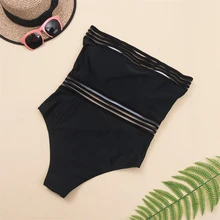 Сексуальный цельный купальник, женский, тип бюстгальтера, одно колено, черный купальник, женский пляжный купальник, Одноцветный, плотный купальник