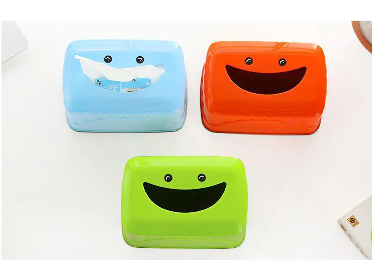 Manufacturers Direct Selling Creative Cute Smiley Restaurant Household Paper Extraction Box Square Paper Towel Tube Tissue Dispe