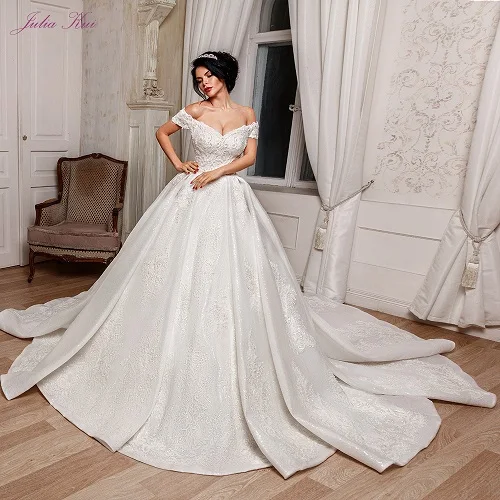 Picture color Vestidos De Novia, роскошное свадебное платье с бисером и кристаллами, короткие рукава, Цветочная аппликация, свадебные платья, robe de mariee - Цвет: Picture color