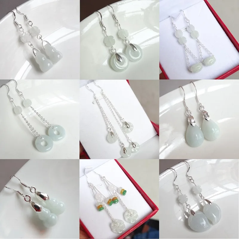 Натуральный изумруд Полые бусины Нефрит DIY серьги Шарм ювелирные изделия Модные