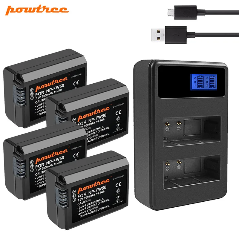 

Powtree 2000mah NP-FW50 NP FW50 Battery AKKU + Dual USB Charger For Sony NEX-7 NEX-5N NEX-5R NEX-F3 NEX-3D Alpha a5000 a6000