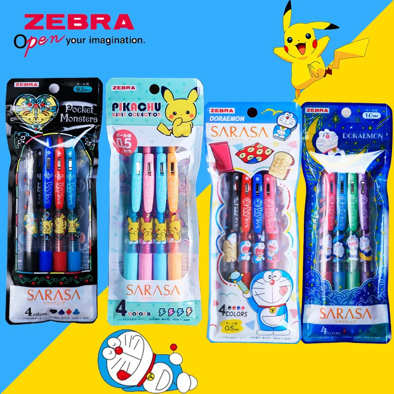 Limited ZEBRA JJ15 Gel Pen Set Metal Color Fluorescent Color Series Students Applicable Flash Pen 0.5mm 4pcs/Set Gel Pen