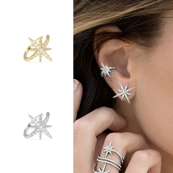 Simple Star Shape Zircon Ear Cuff for Women Charming Crystal Clip on Earrings Earcuff Without Piercing Earrings