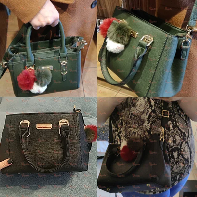 Borsa a mano da donna con ciondolo perlato e tracolla impressa_voghion.com
