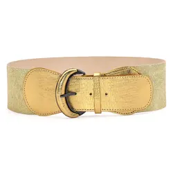 PU Leather Solid Color Elastic Band Waist Belt Wide Belt Plus Size Metal Buckle Waistband Elastic Cummerbunds Waist Corset Belt
