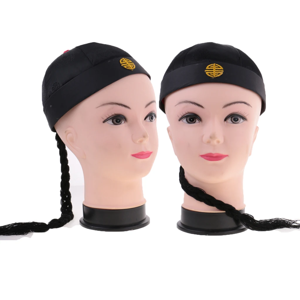 2х забавные черные праздничные маскарадные платья колпачок конский хвост Китайские Восточные шляпы Косплей