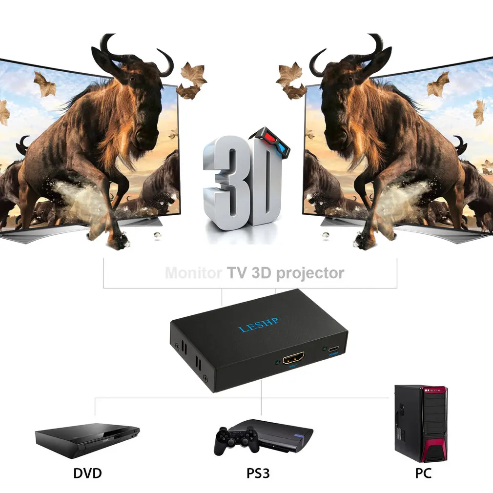LESHP черный порт подключи и работай с низким энергопотреблением 4K HDMI коммутатор 1 в