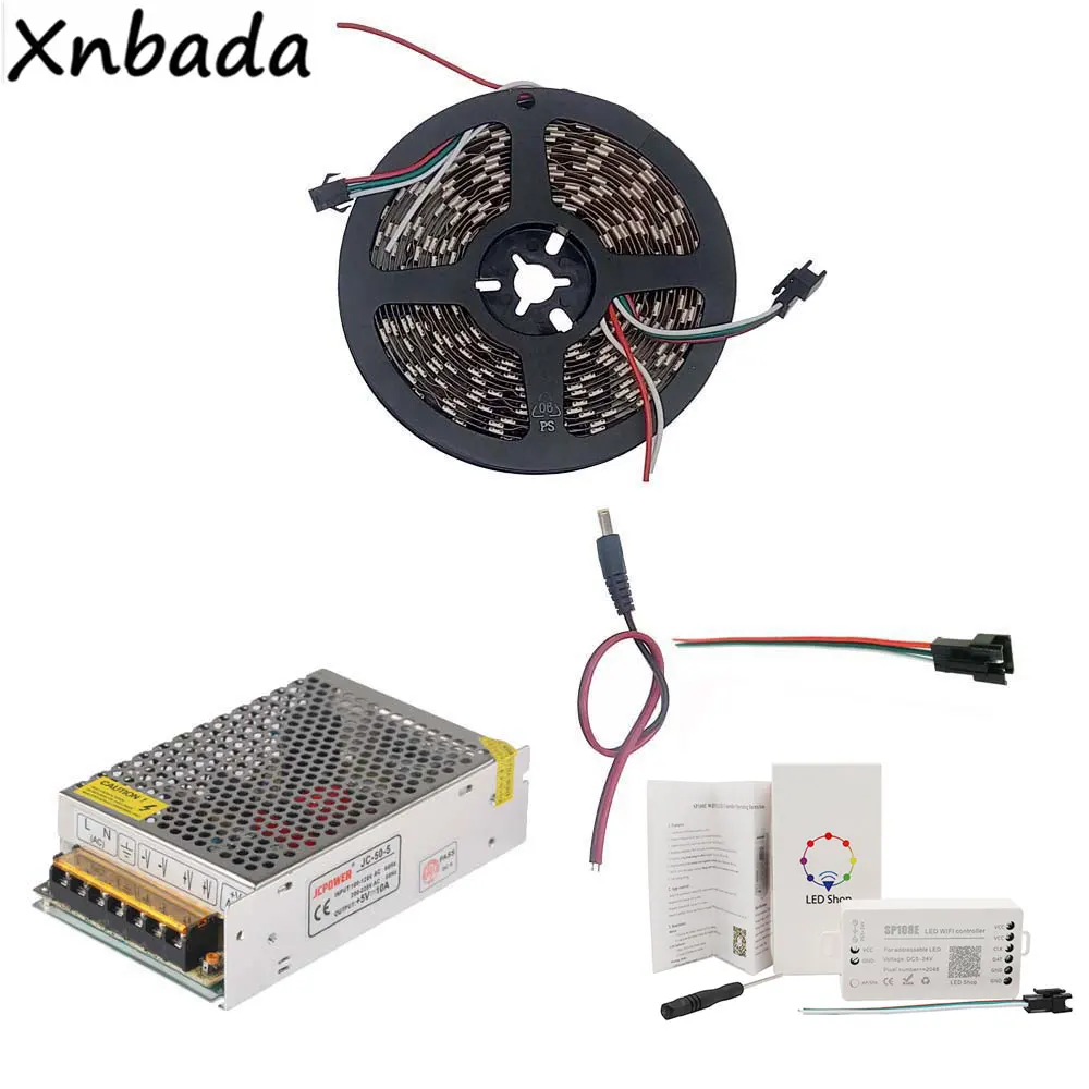 5 м 10 15 20 WS2812B WS2812 30 светодиодов/м 60 RGB Светодиодная лента SP108E WIFI светодиодный
