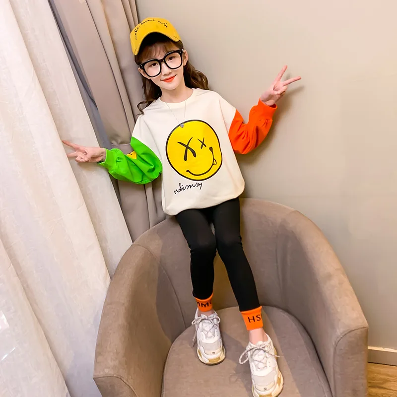 

Girl'S Suit Spring And Autumn 2020 New Style Big Kid chao yang Gas Online Celebrity Clothes CHILDREN'S Sweater Leggings Two-Piec
