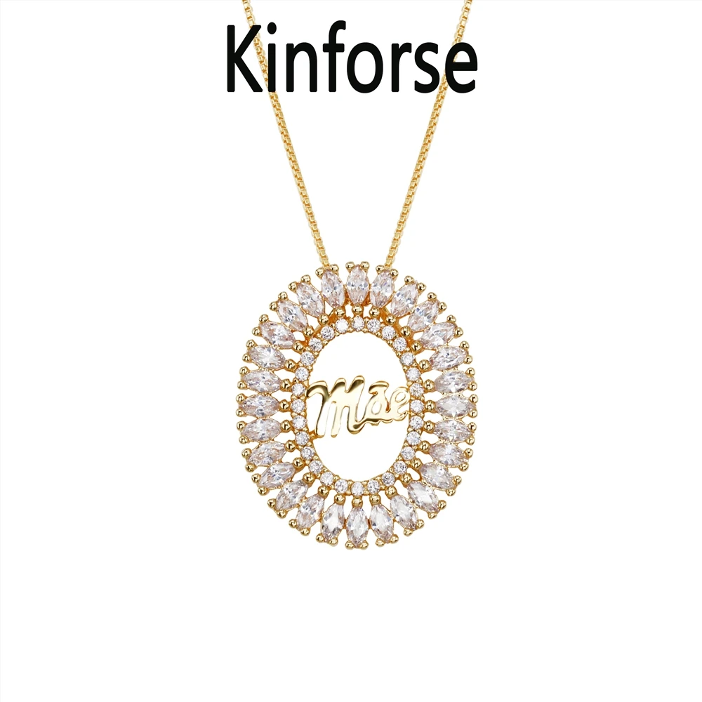 Ожерелье с кулоном Kinforse из Кубического циркония Mae, 3 шт./лот, ожерелье из меди с золотым/белым покрытием для женщин, модное ювелирное изделие, PWX006
