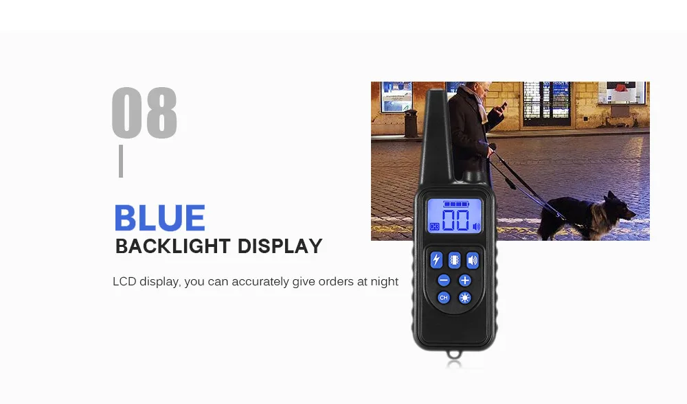 880 800m Waterproof Rechargeable Dog Training Collar Remote Control LCD Display