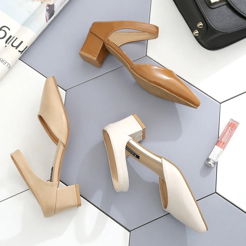 ZHENZHOU/ г. Летние корейские новые сандалии и шлепанцы baotou женская обувь тапочки с острым носком на толстой подошве