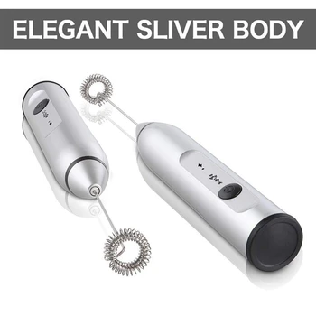 

Milk Frother USB Electric Handheld Foam Coffee Machine with 2 Stainless Steel Spring Eggbeater Powerful Electric Milk Frother