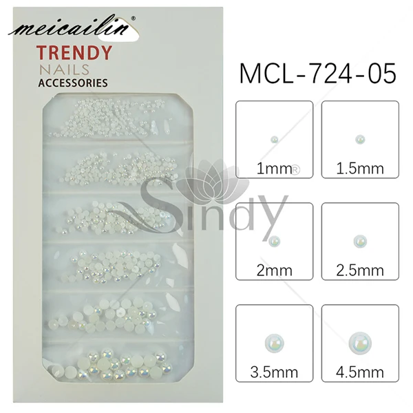 MCL-724-05 1 упаковка красочные ABS имитация жемчуга смешанный размер 3d-украшения для ногтей жемчуг Стекло Стразы для ногтей аксессуары хрустальные камни - Цвет: MCL-724-05