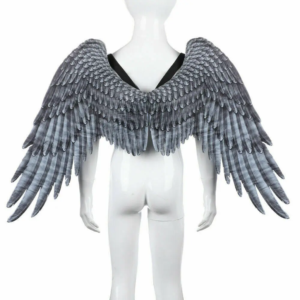 Angel Wings Halloween Mardi Gras Theme Party Cosplay Costume for Adult Kids Women Kids Girls Wings - Цвет: Kids Black