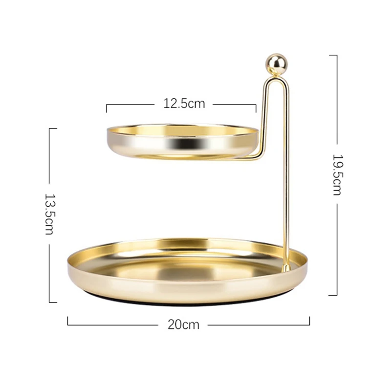 Iron Double Layer Storage Tray Sundries Snacks Jewelry Cosmetic Display Plate Bedroom Organizer Tools Home Decoration