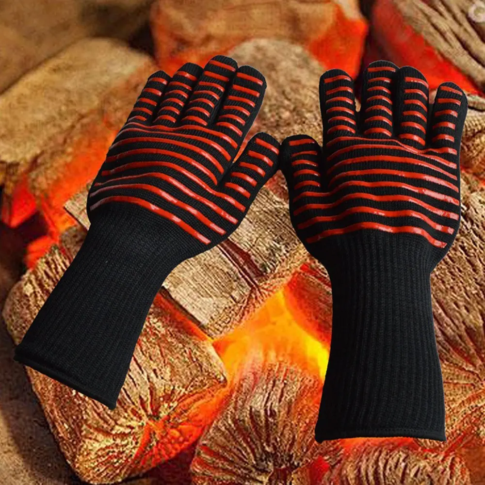 2 шт. перчатки для духовки, высокоогнестойкие перчатки для микроволновой печи, барбекю, барбекю, силиконовые жаропрочные термостойкие перчатки