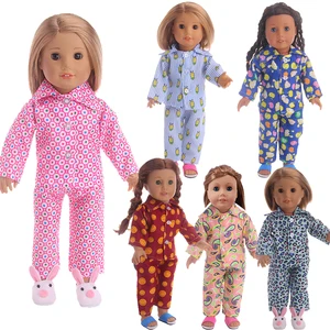 Doll Cute Pattern Pajamas Fit 18 Inch American Doll 40-43cm Born Baby Doll Accessories For Baby Birthday Festival Gift