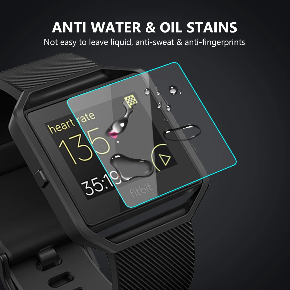 Защитная пленка для экрана твердости 9H для Fitbit Blaze 2.5D Smart легкая в установке стеклянная Защитная пленка для смарт-часов Fitbit Blaze