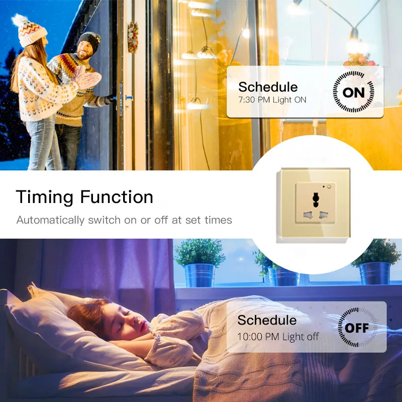WiFi умная розетка для стены стеклянная панель Smart Life/Tuya приложение дистанционное управление, работает с Amazon Echo Alexa Google Home EU FR UK