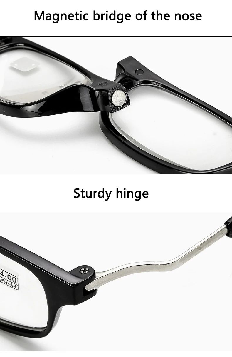 Hot Selling Myopic eyes Magnet Reading glasses for Men Women presbyopia glasses can hang neck folding Magnetic Reading glasses